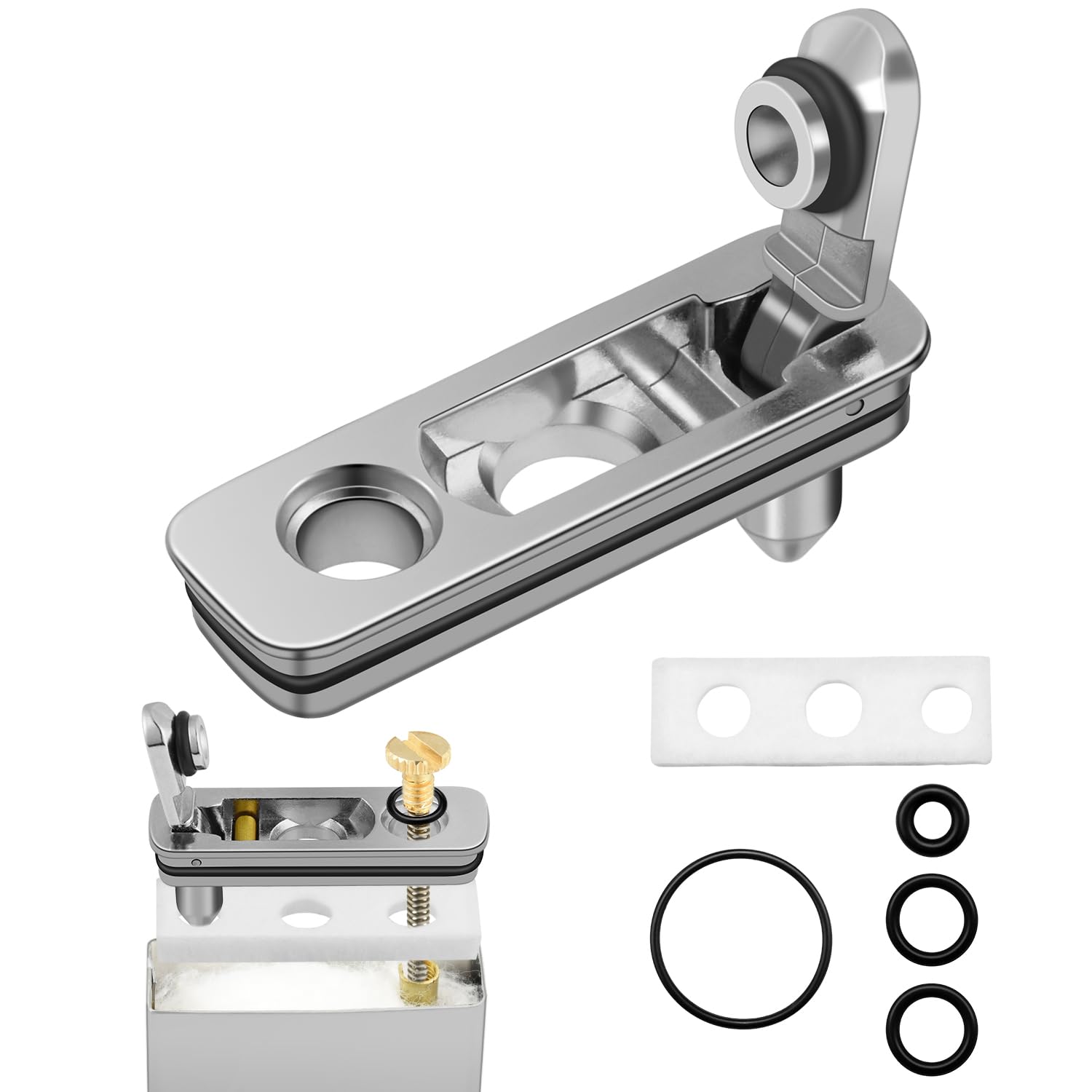 Photo 1 of 2 Set Lighter Gasket Seal Metal Lighter Repair Insert Accessories Kit 1Ppcs Cotton Felt Pad with 3Pcs Rubber Seals for Lighter Bottom Seal(Sliver)