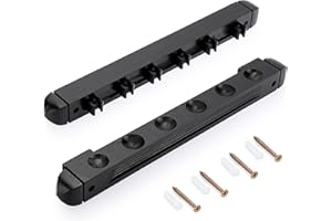 JuxYes Pack of 2 Pool Cue Rack, Wall-Mounted 6 PCS Pool Cue Sticks Holder, Solid Natural Wood Rack Billiard Pool Cue Rack for