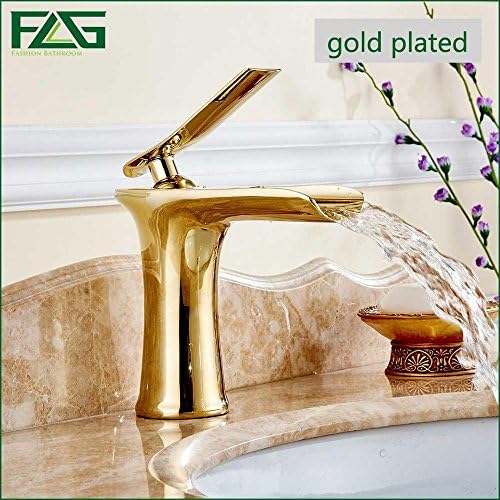 Tyrants FaucetKitchen faucet Bathroom faucetNickel Brushed Wall Mounted Basin Sink Mixer Taps Two Handle Bathroom Waterfall Tub Sink Crane Faucet,gold