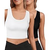AURUZA Crop Tops for Women, Racerback Tank Top for Women Trendy, Cropped Workout Summer Tops for Women 2025 Running Yoga