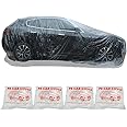 4 Packs Disposable Car Cover Clear Plastic Car Cover Universal Rain Dust Garage Cover with Elastic Band Medium (12 ft x 22 ft