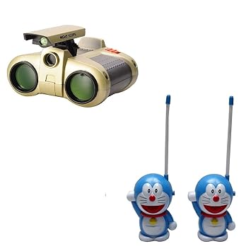 New Pinch Combo of Binocular with Night Vision and Blue Walkie Talkie Set for Kids spy Toy