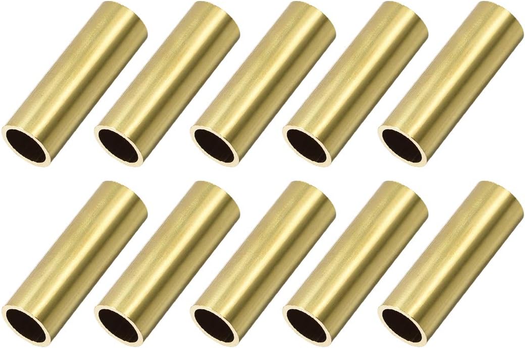 sourcing map Brass Round Tube, 10mm OD 1mm Wall Thickness 30mm Length Seamless Pipe Tubing for DIY Crafts 10 Pcs