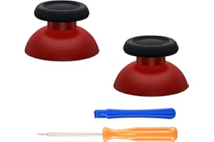 eXtremeRate Carmine Red & Black Replacement Thumbsticks for PS5 Controller, Custom Dual Color Analog Stick Joystick for PS4 Controller Universal