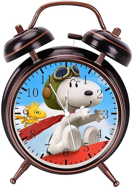Amazon Co Jp 目覚まし時計 ツインベルスヌーピーe150の大音量目覚まし時計 バックライト 静か 連続秒針 スヌーズ 電池式 置き時計 卓上時計 直径約4インチ ブラック ホーム キッチン