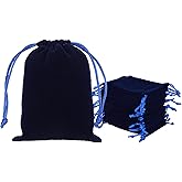 Tapleap Velvet Drawstring Jewelry Bag, 50Pcs Blue Coin Pouch, 3x4 Dice Bag, for Small Jewelry, Wrapping St. Patrick's Day Party Favors, Small Business, Pendents, Bracelet, Customers