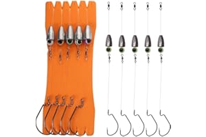 Dovesun 10/5PCS Ready Tied Carolina Rig Kit for Bass Fishing Catfish Rig Catfish Hook Kit with Bass Hooks, Swivel, Fluorocarbon Line, Weights