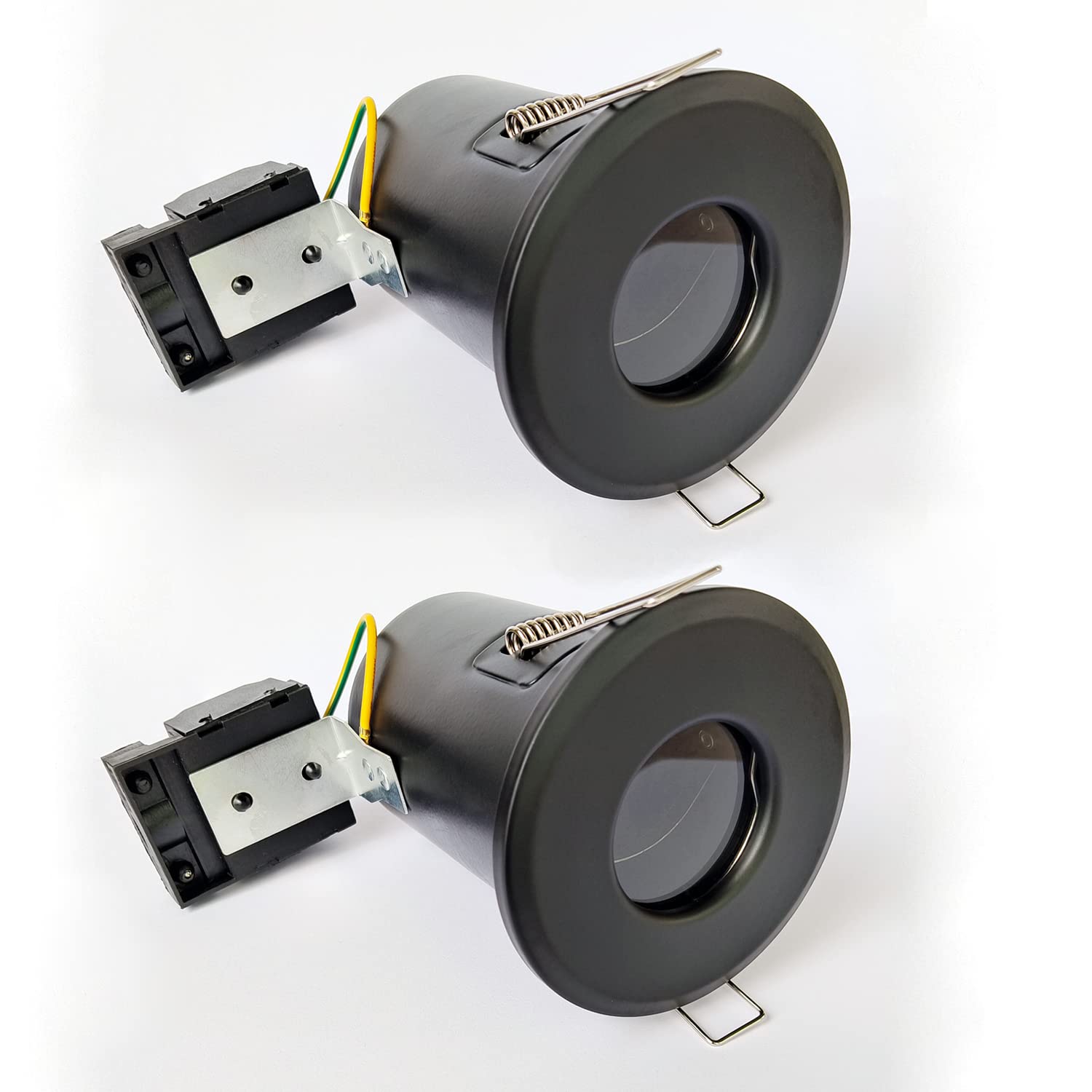 2XSweier 90 Minute Fire Rated LED Recessed Ceiling Light, Waterproof IP65 Spotlight, Black Downlight GU10 Die-Cast Aluminium (Bulb not Included) Recessed Spotlight