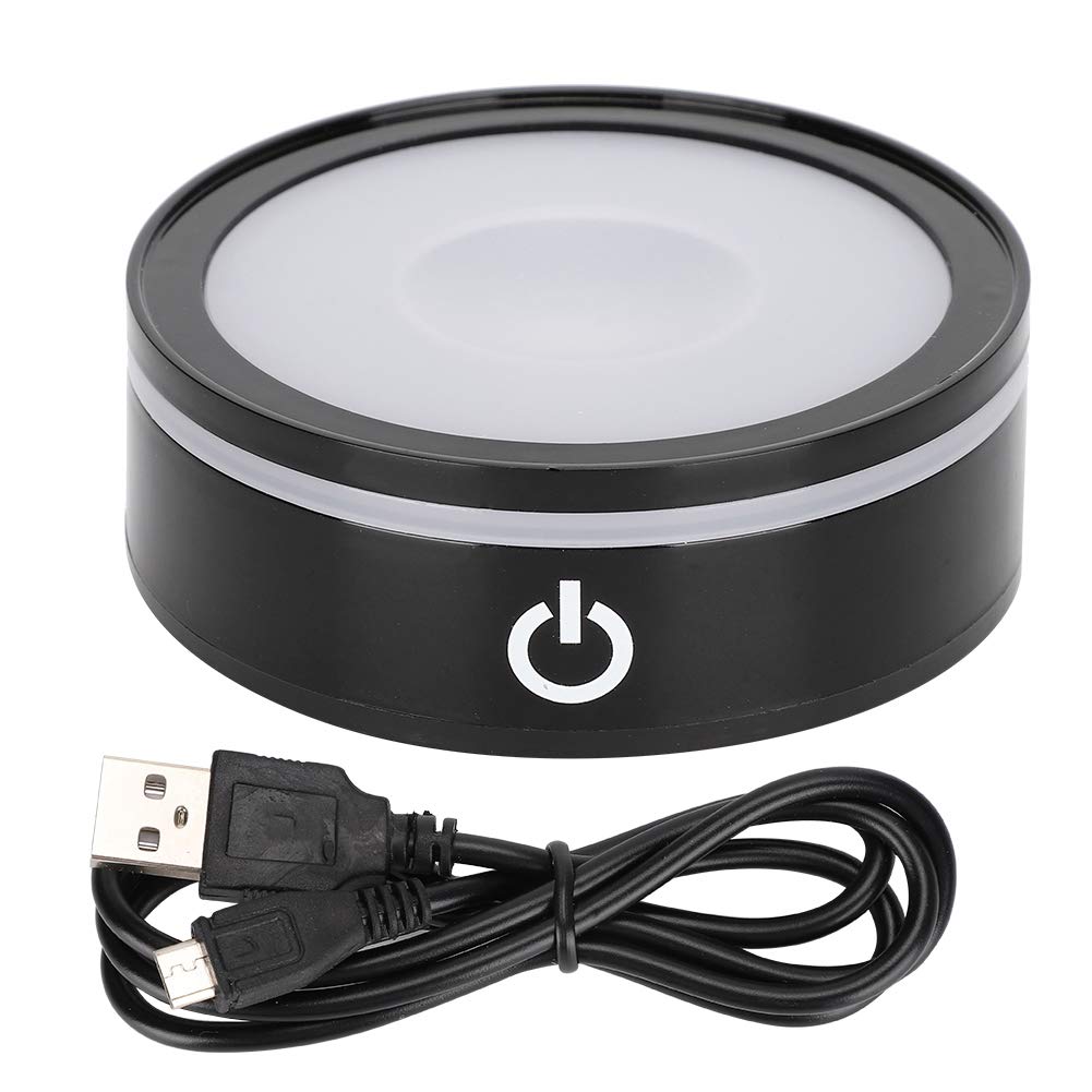 Jenngaoo LED Crystal Display Stand with Touch Control, Multicolour Changing Light Base for 3D Laser-Etched Glass Art - USB/Battery Powered, Energy Efficient Illuminated Show Plinth