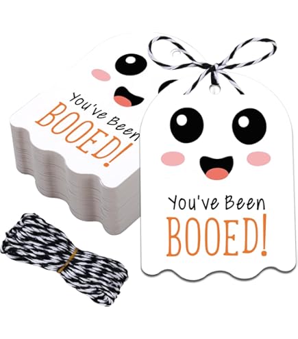 80 Pcs Halloween Gift Tags With String - You've Been Booed Tags For Goodie Bags
