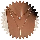 Erimberate Bohemian Teardrop Crystal Choker Necklace Gold Cz Bar Pendant Necklace Layered Water Drop Crystal Necklace Rhinestone Bar Collar Necklace Jewelry for Women Gifts