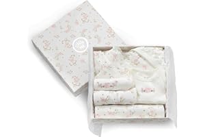 Little Me Baby Layette Gift Set - Footie and Cap, Onesie, 3-Piece Bib And Burp Set, Swaddling Blanket, Baby Shower Gifts