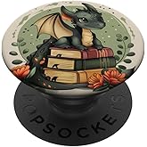 Book Lover Dragon Bookworm Reading Librarian PopSockets Adhesive PopGrip
