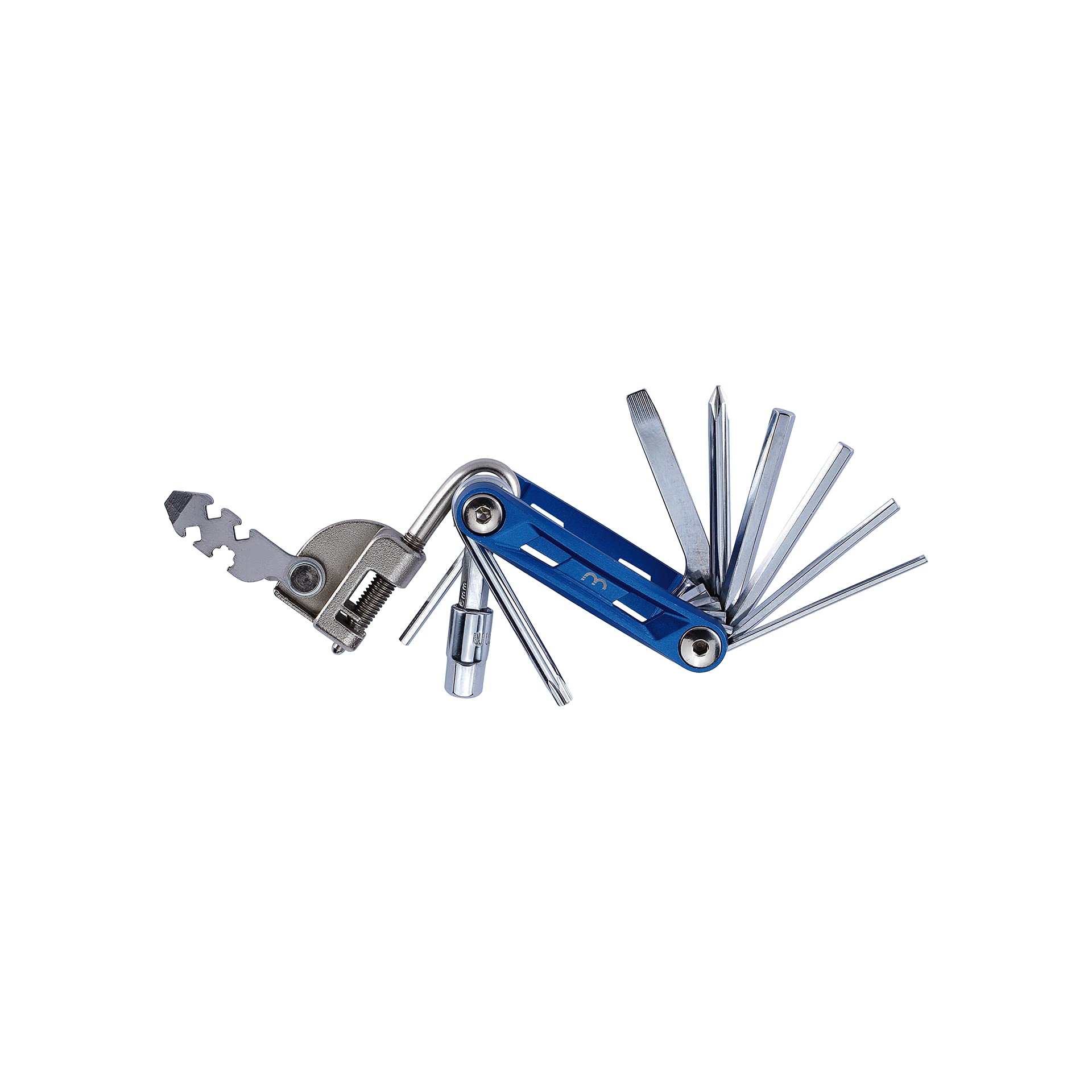 BBB Cycling Prime Fold Large Folding Multi-Tool for Bikes-Large,Blue/Silver