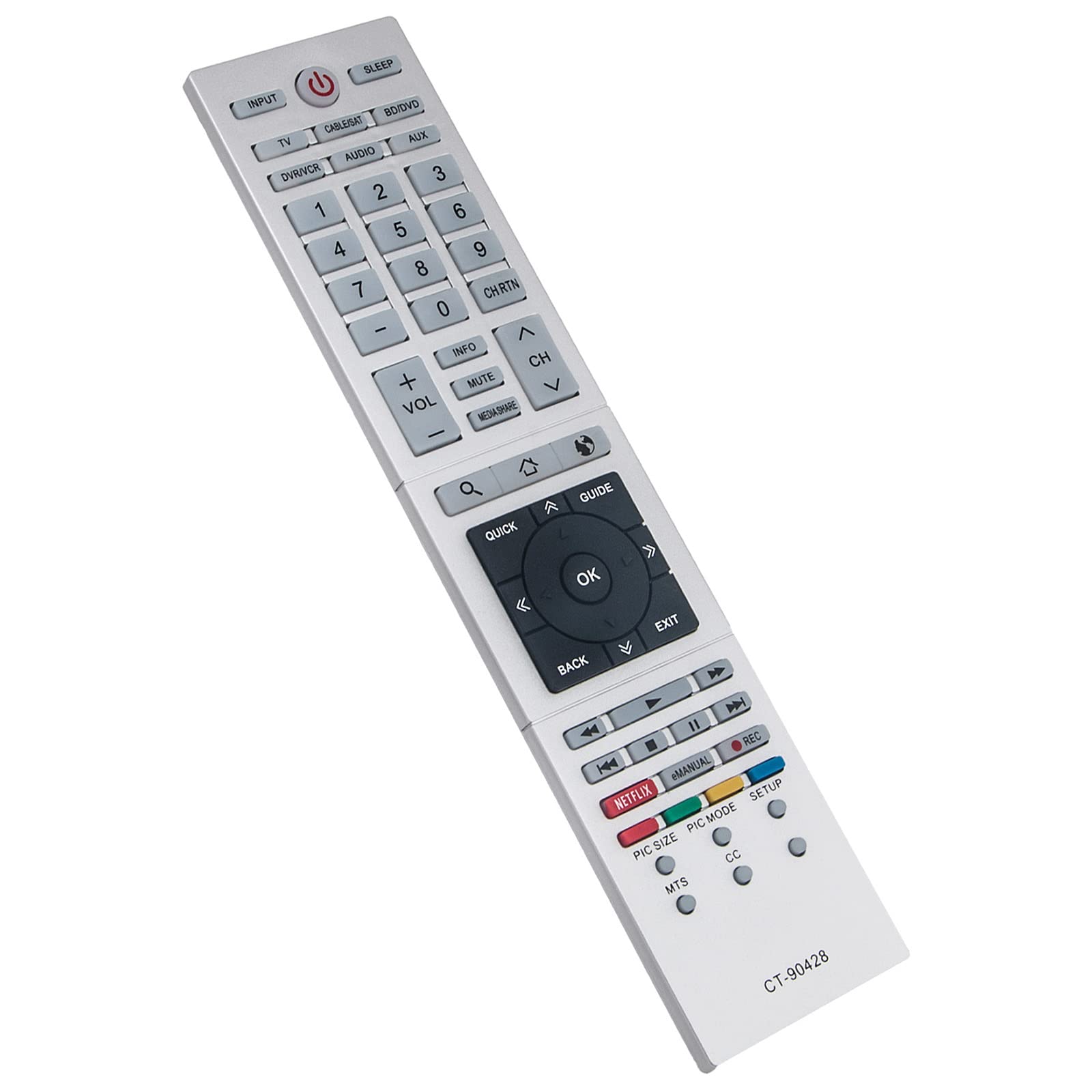 CT-90428 Replacement Remote Control Fit for Toshiba LED HD TV 32L4300U 39L4300U 50L4300U 58L4300U 50L7300U 58L7300U 65L7300U