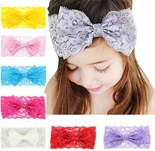 Baby Girls Headbands Summer Lace Bow Kids Hair Bands Knotted Head Wrap 8pcs