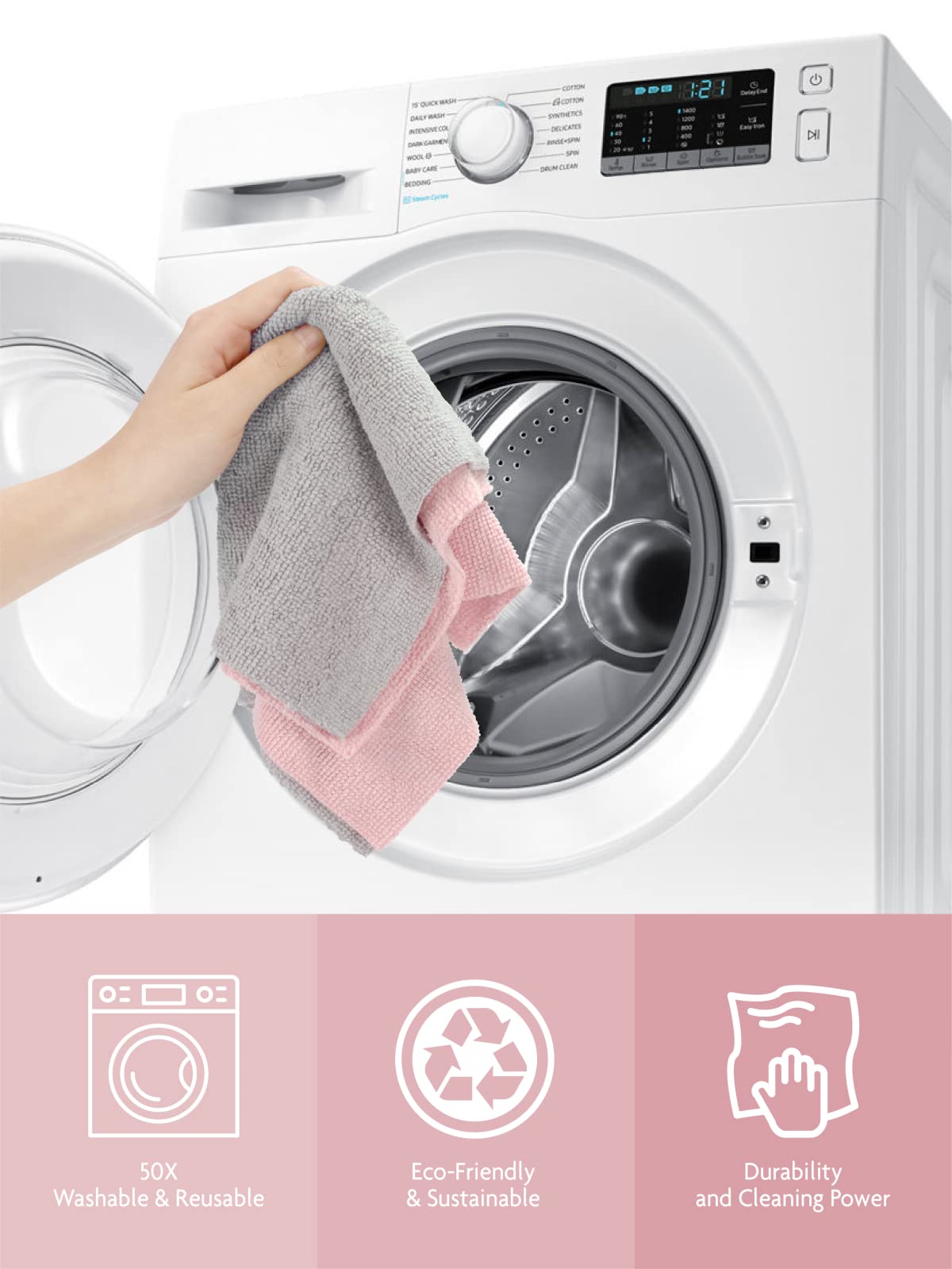 Fantasticlean Microfiber Cleaning Cloth Roll -75 Pack, Tear Away Microfiber Towels, 12