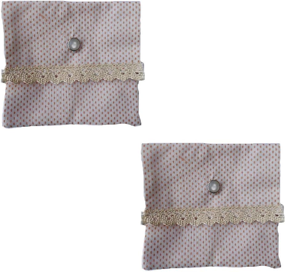 Women Girls Sanitary Napkin Bag Cotton Linen Polka Dot Sanitary Bag Towel Sanitary Pad Portable Storage Case Sanitary Organizer Towel Pouch (2 Pack Cream)