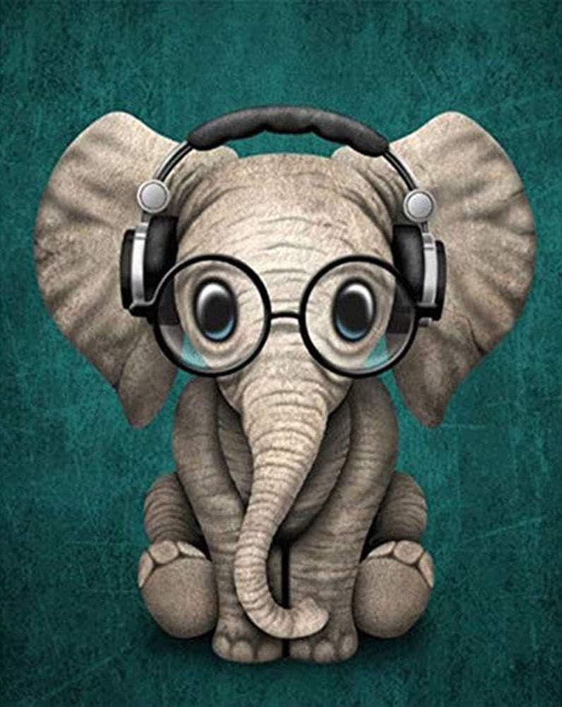 ABEUTY DIY Paint by Numbers for Adults Beginner - Elephant with Glasses Animal 16x20 inches Number Painting (No Frame)