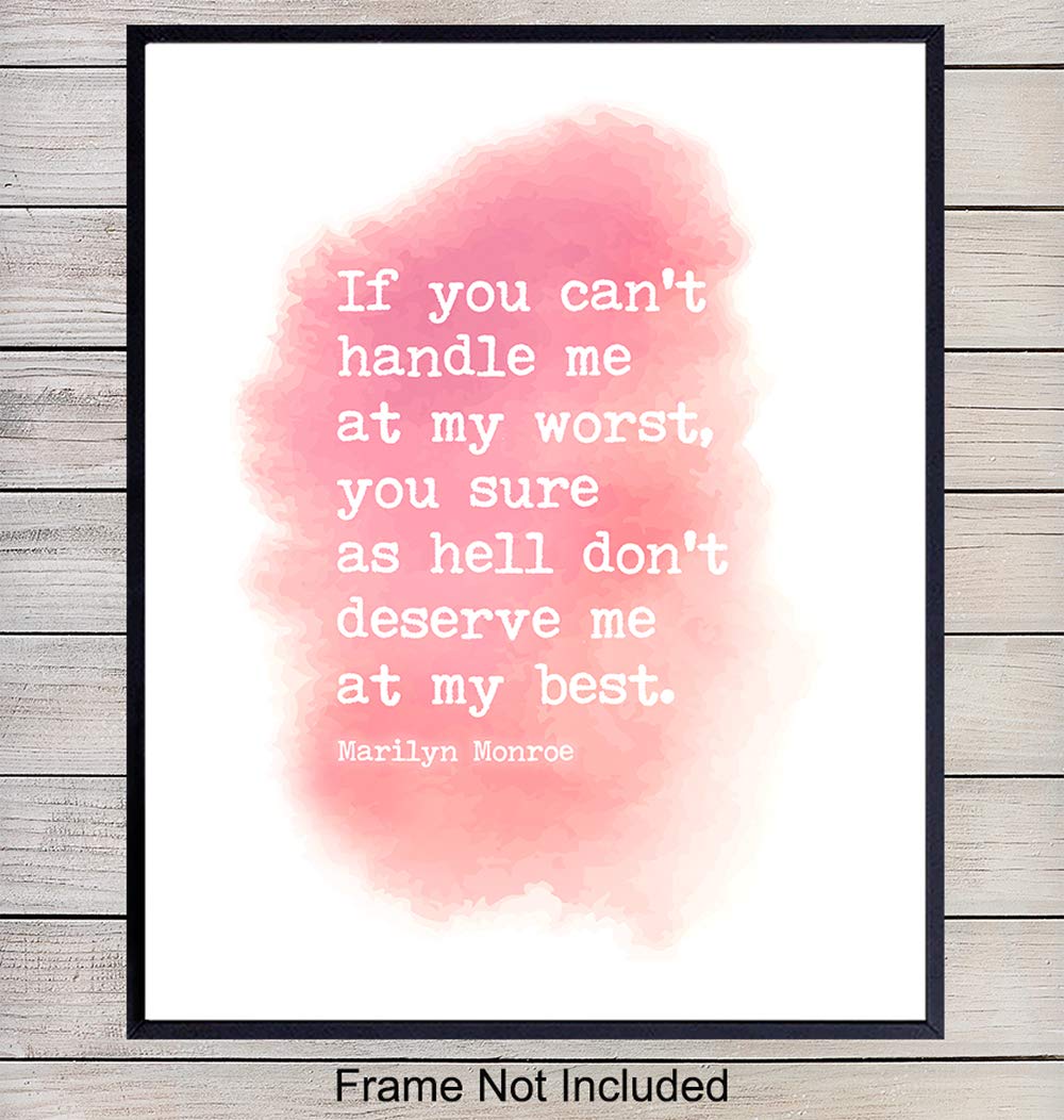 Marilyn Monroe Quote Art - 8x10 Inspirational Wall Decor, Home Decoration for Bedroom, Bathroom, Living Room - Chic Unique Gift for Women, Woman, Her - Unframed Poster, Print, Picture Photo