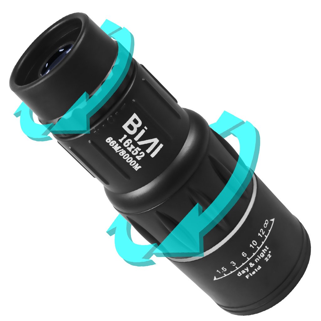 BIAL 16x52 Dual Focus Outdoor Monocular Telescope Optics Zoom Portable Scalable Telescopic Travel Golf Telescope 66m/ 8000m