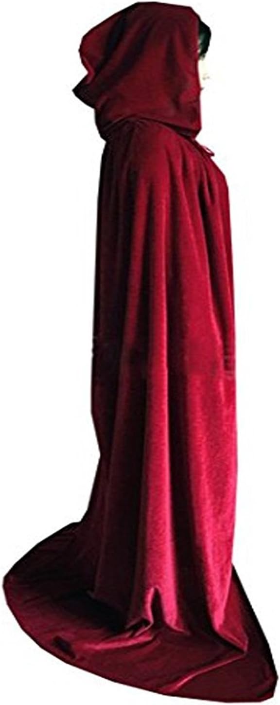 Unisex Halloween Cloak Velvet Hooded Robes Capes Full Length Cosplay Apparel Witch Costume