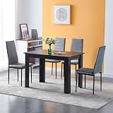 Menaka 5-Piece Modern Wood Dining Set with 110 cm Table and 4 Chairs