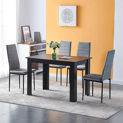 Menaka 5-Piece Modern Wood Dining Set with 110 cm Table and 4 Chairs