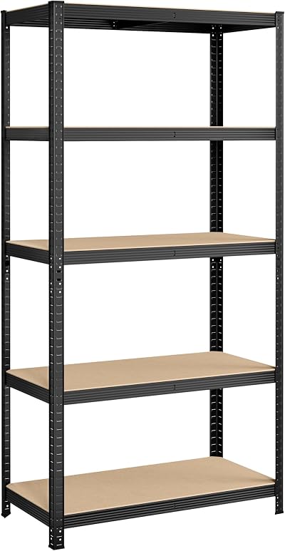 SONGMICS 5 Tier Storage Shelf 50 x 100 x 200 cm 600 kg Capacity Black GLR050B01
