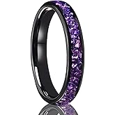 Concept Knight Tungsten Carbide Rings for Men and Women 8mm/4mm Men‘’s Engagement Wedding Bands Inlaid Purple Galaxy Opal Fashion and High Polish