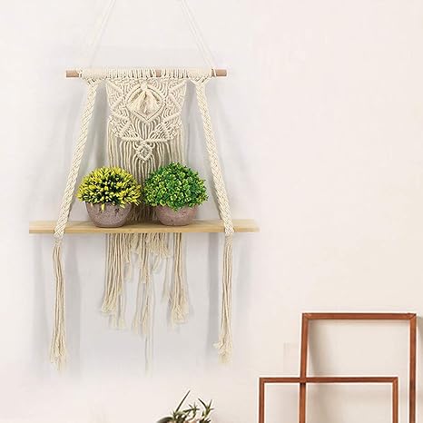 Luyao - Tapiz creativo tejido a mano con estantes de pared de una sola