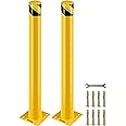 VEVOR Safety Bollard, 42 Inch Height Bollard Post, 4.5 Inch Diameter Steel Pipe Safety Bollard Post, Yellow Steel Bollard, Steel Safety Bollard with 8 Anchor Bolts, Perfect for Traffic-Sensitive Area