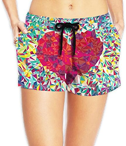 Women's Big Red Heart Swim Shorts Trunks Boyshort Medium