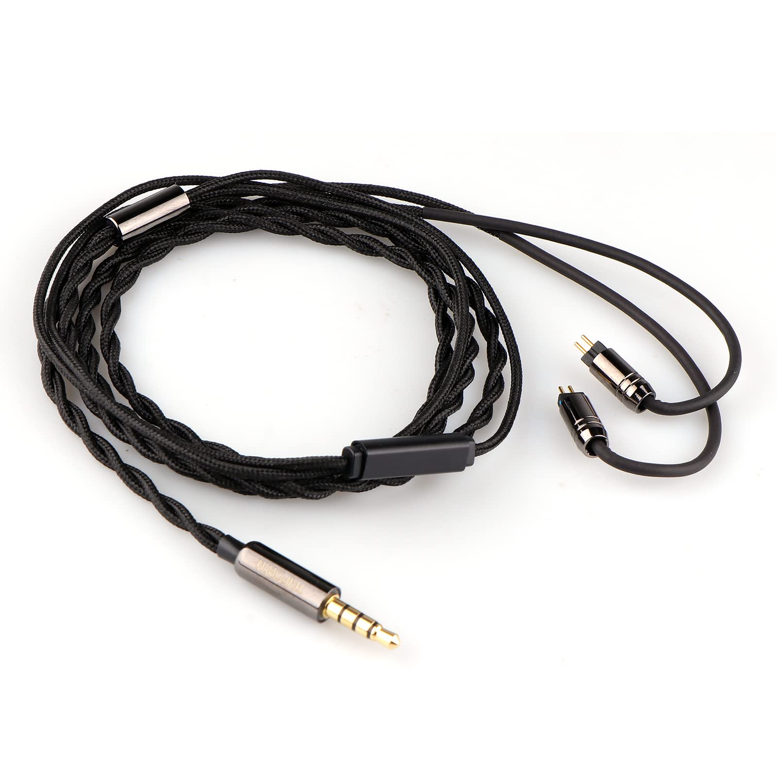 Linsoul Tripowin Zombur 4N High Purity OFC Oxygen Free Cable HiFi IEM Cable with Microphone, Cotton Yarn Outer Layer for Audiophile Replacement (With Mic, 3.5mm, 2PIN)
