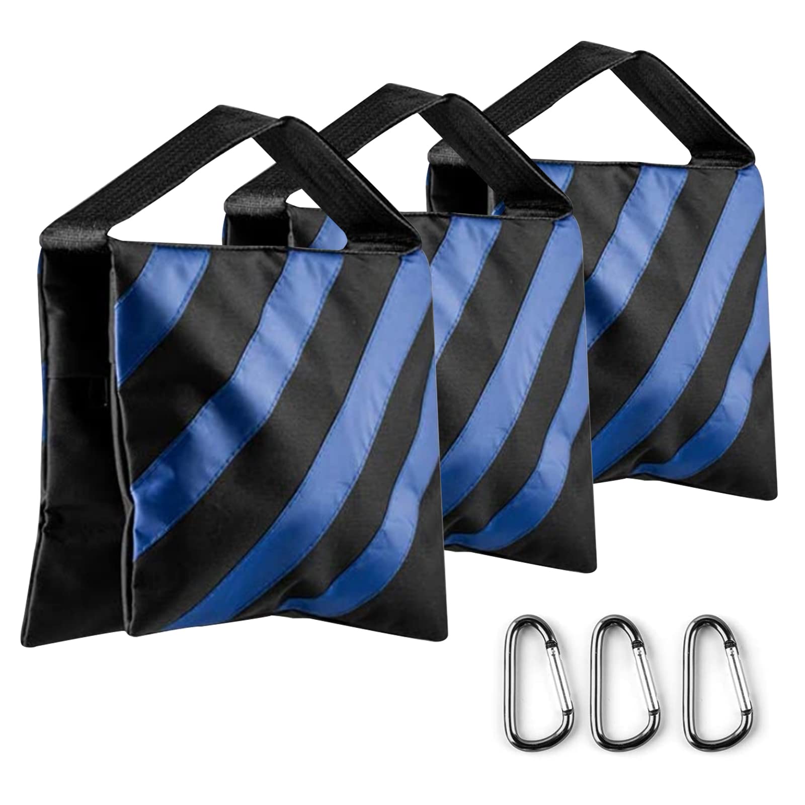 Fotover Sand Bag Photography Studio Video Heavy Duty Sandbag Saddlebag for Photo Studio Light Stand Boom Arm Camera Tripod with Travel Carabiner,3 Pack (Blue)