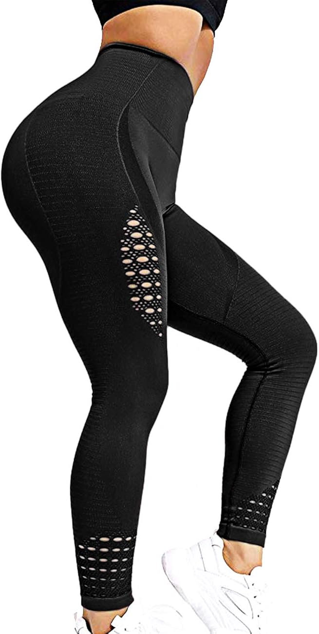 RIOJOY Hollow Out Seamless Leggings Women Gym High Waisted