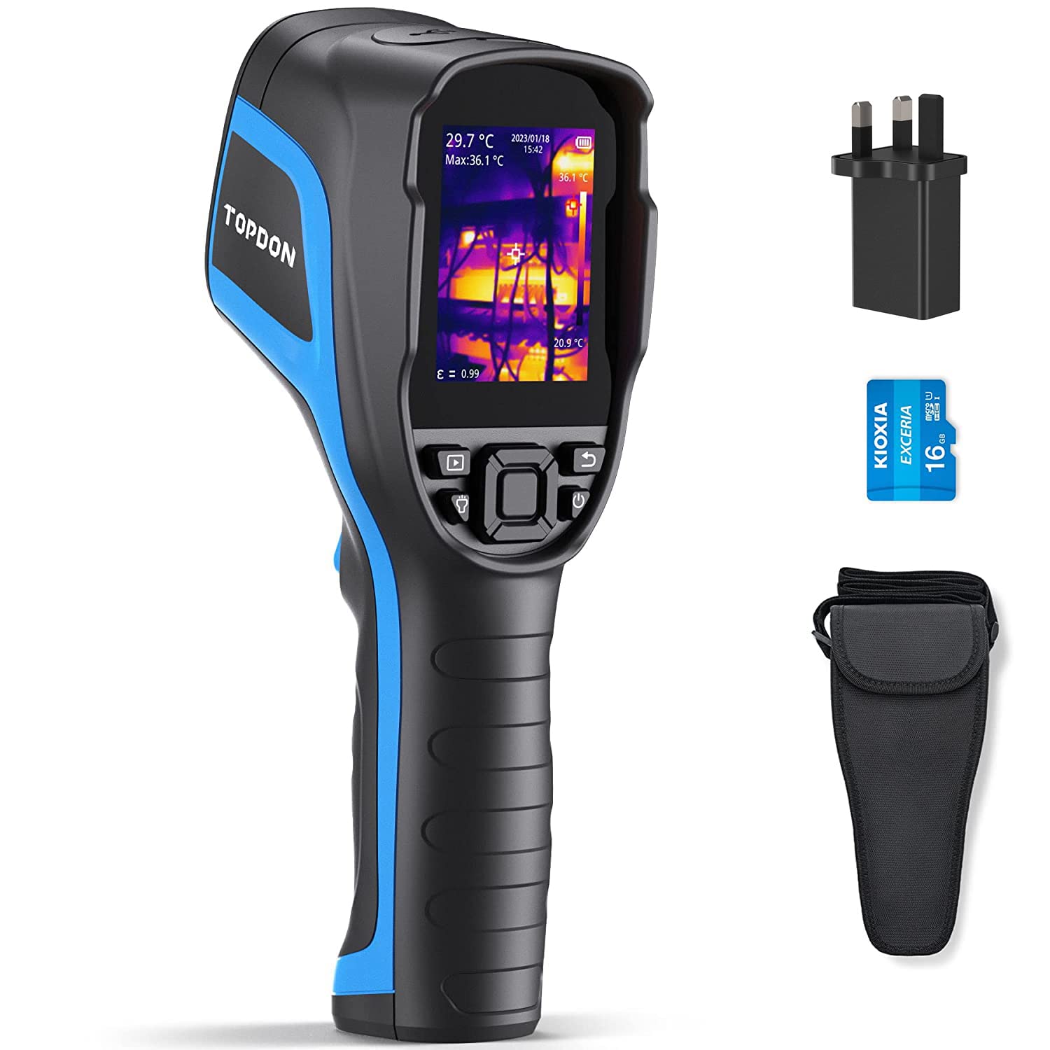 TOPDON Thermal Imaging Camera TC004, 256 x 192 High Resolution infrared camera, Testing Range -20℃~350℃, 0.05℃ Heat Sensitivity, 12-Hour Battery Life with PC Analysis and Video Recording