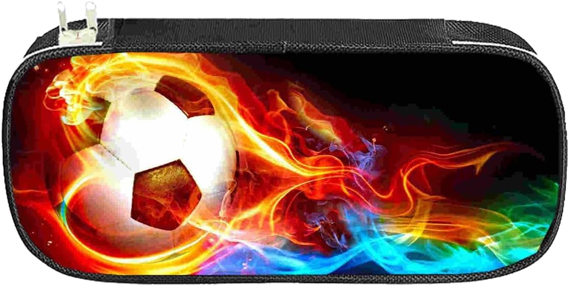 CYJXL Football Soccer Print Pencil Case - Lightweight Portable Pen Bag for Teenage Boys & Girls (Black)