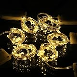 SUPERNIGHT 6 Pack Battery Operated Led String Lights, Tiny Micro LED Satrry Light String, 3.5ft 20 LED Waterproof Cooper Wire Lights for Decoration(Warm White)