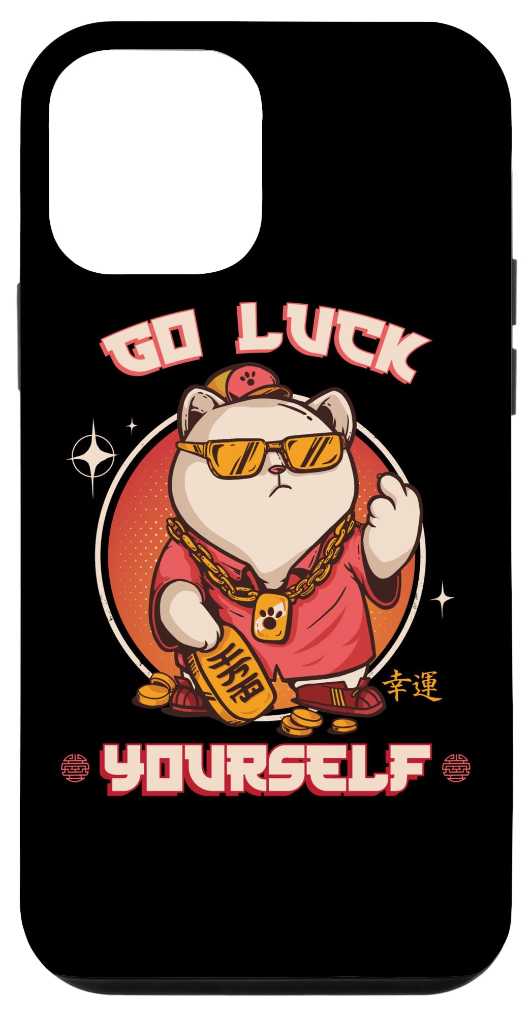 iPhone 12 mini Go Luck Yourself Maneki Neko Middle Finger Waving Lucky Cat Case