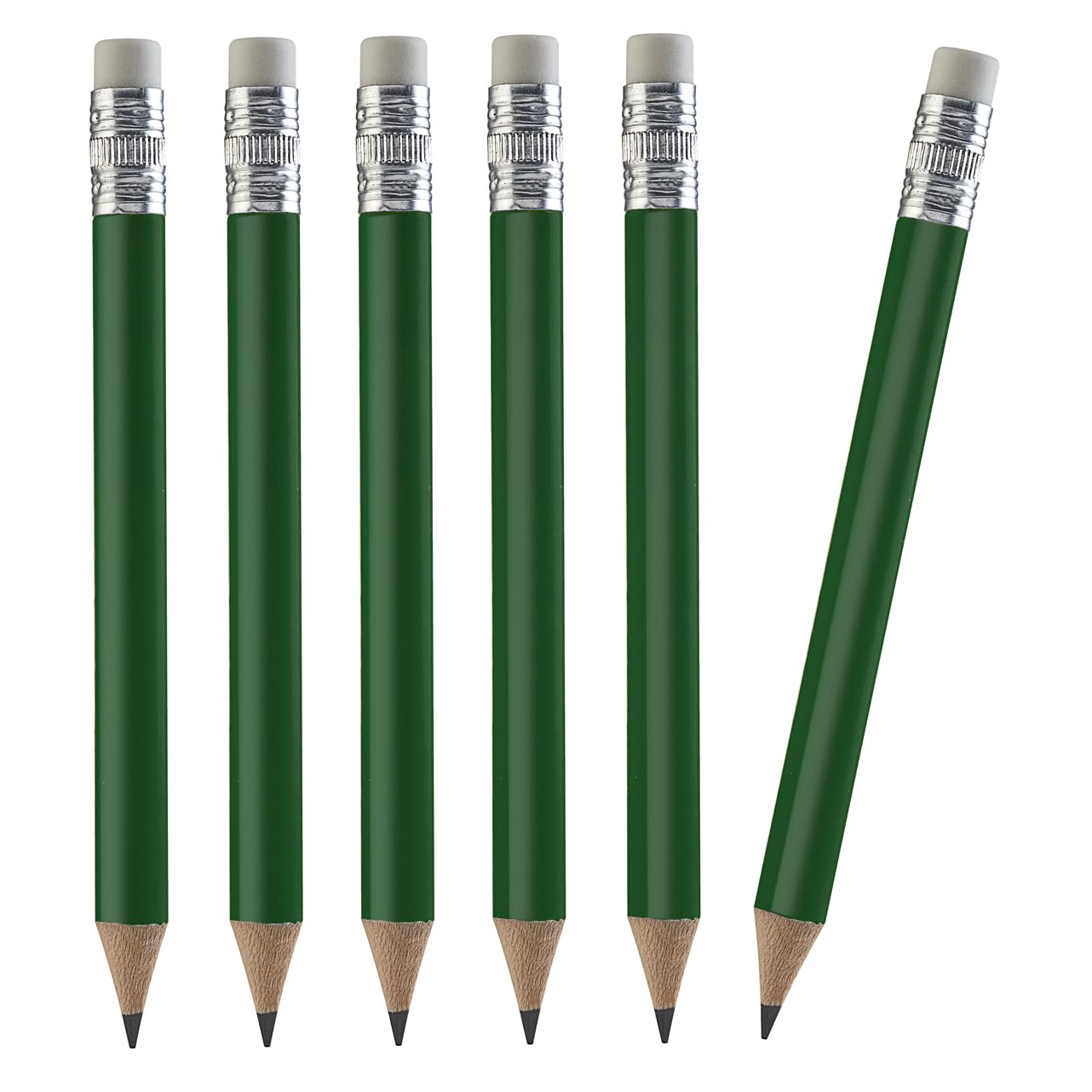 TH Golf 100pcs Golf Pencils, 4 Inch Mini Half Pencils with Eraser Sharpened Wood Mini Round for Schools Wedding Toddlers Home Corporate Multiple Colours (Dark Green)