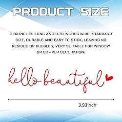 QBOONPT Hello Beautiful Car Decals, Car Rearview