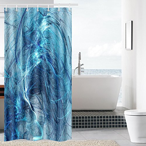 Shower Curtain abstract colour backdrop wallpaper on white background Art Print Polyester Fabric Bathroom Decor Sets with Hooks 36 x 72 Inches, Blue - Thumbnail 5