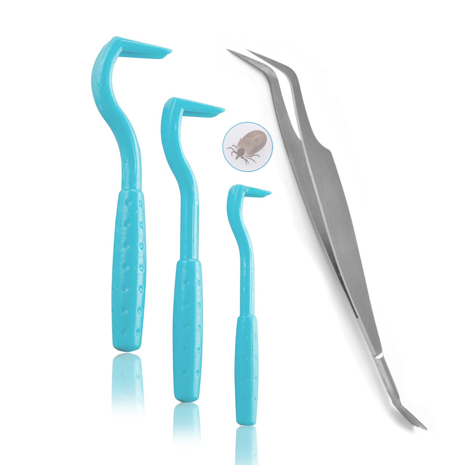 Ieron Tick Tweezers, Painlessly Pets Tick Remover Tool, Multipurpose Tick Hook for Dogs, Cats, Horses, and Humans Blue