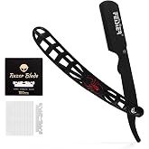 FEISIER Straight Razors for Men, Professional Straight Single Edge Razor Kit, Stainless Steel Barber Razor with 100 Replacment Blades,Premium Barber Razor for Men's Shaving Salon