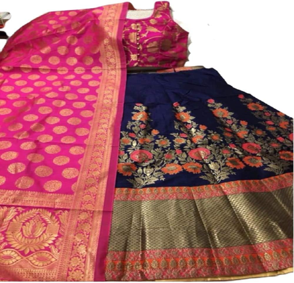 eishita Women's Banarasi Brocade Jacquard Lehenga Choli Indian Lehenga for Womens Party wear Nevy Blue
