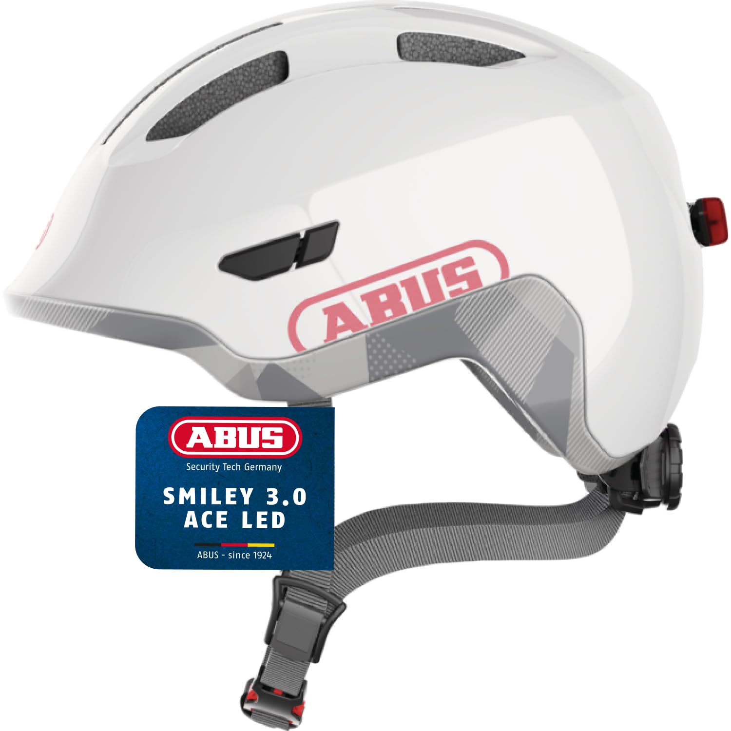 ABUS children's helmet Smiley 3.0 ACE LED - bike helmet with light - deep fit & space for a pigtail - for girls and boys