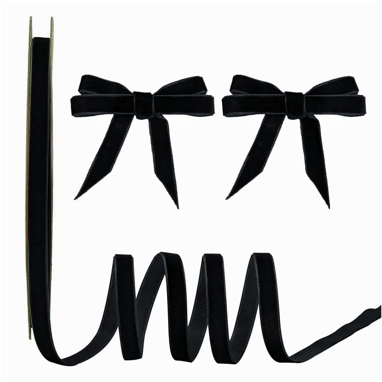 Photo 1 of 15 Yards Velvet Ribbon 3/8 Inch Single Face Black Velvet Ribbon Spool Prefect for Holiday Wedding, Ribbons for Gift Wrapping, Christmas Tree Ornaments Wreath Hair Bows, Ribbons for Crafts