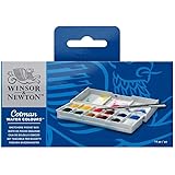 Winsor & Newton Cotman Water Colour Paint Sketchers' Pocket Box, Half Pans, 14-Pieces