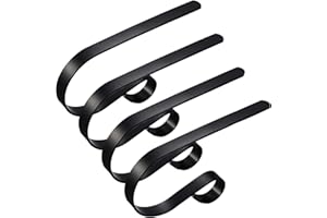 Edoneery Christmas Stocking Holders for Fireplace Mantle with Separate Double-Sided Tapes, Non-Slip Stocking Hangers for Mantel Shelves Multipurpose Xmas Party Decoration Hooks Set of 4 Black